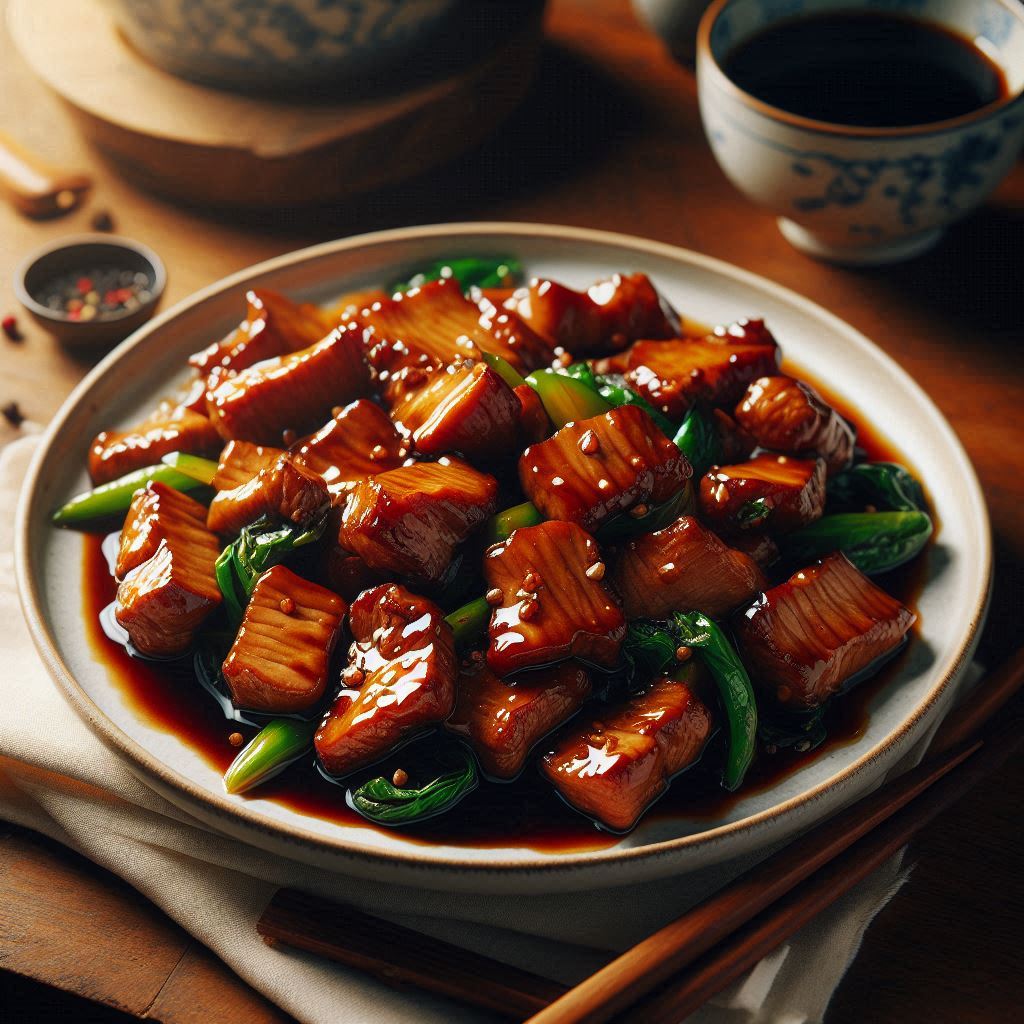 甘辛だれで炒めた豚こま肉と玉ねぎの家庭料理