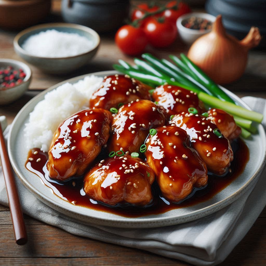 照りのある甘辛だれが絡んだ鶏もも肉の照り焼き