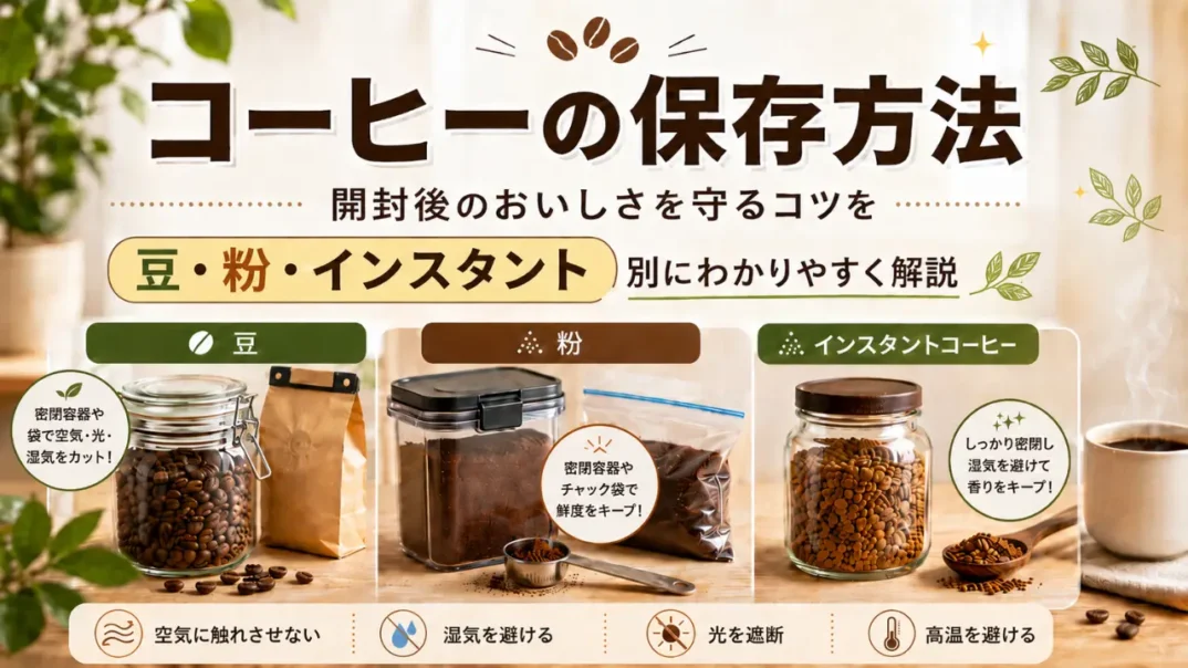 コーヒーの保存方法 開封後のおいしさを守るコツを豆・粉・インスタント別にわかりやすく解説