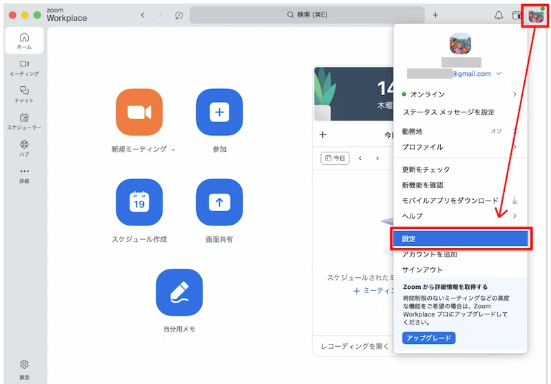 参加時のZoom表示設定